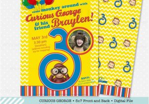 Curious George 2nd Birthday Invitations Curious George Birthday Invitation 5×7 Birthday Invitations