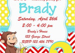 Curious George 2nd Birthday Invitations Curious George Birthday Invitation by Whitetulippaperie On