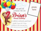 Curious George 2nd Birthday Invitations Curious George Invitation Birthday Digital by Neildigiprints