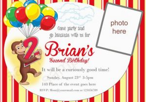 Curious George 2nd Birthday Invitations Curious George Invitation Birthday Digital by Neildigiprints