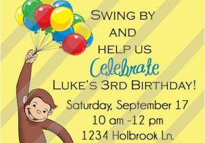 Curious George 2nd Birthday Invitations Curious George Invitation Party Ideas Pinterest