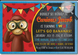 Curious George Birthday Invitations with Photo Curious George Birthday Invitations Di 395 Ministry