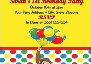 Curious George Birthday Invitations with Photo Curious George Personalized Birthday Invitations
