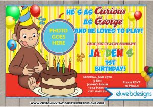Curious George Personalized Birthday Invitations Curious George Birthday Invitations Custom Photo Invite