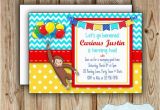 Curious George Personalized Birthday Invitations Curious George Birthday Party Invitation Curious George