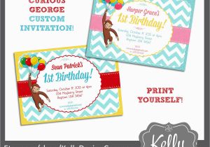 Curious George Personalized Birthday Invitations Curious George Invitation Design Print Yourself Digital File