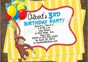 Curious George Personalized Birthday Invitations Personalized Curious Birthday Party Invites Colorful Design