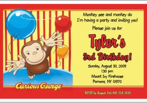 Curious George Personalized Birthday Invitations Set Of 10 Curious George Personalized Invitations Ebay