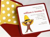 Curious George Photo Birthday Invitations Curious George Birthday Party Invitation Square Envelope and