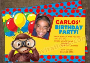 Curious George Photo Birthday Invitations Personalized Curious Birthday Party Invites Colorful Design