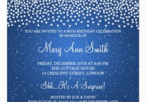 Custom 60th Birthday Invitations Elegant 60th Birthday Party Simple Sparkle Blue