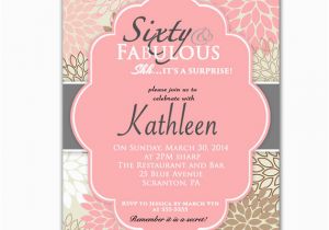 Custom 60th Birthday Invitations Pink 60th Birthday Invitation Sixty and Fabulous Surprise