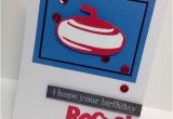 Custom Birthday Cards Canada Curling Birthday Card Personalized Red and Blue Greeting
