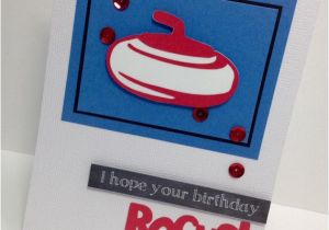 Custom Birthday Cards Canada Curling Birthday Card Personalized Red and Blue Greeting