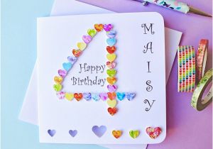 Custom Birthday Cards Uk 4th Birthday Card Custom Personalised Age 4 Card Colourful