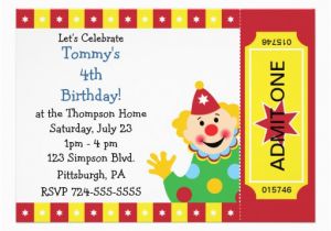 Custom Birthday Invitations for Kids Custom Kids Clown Birthday Party 5×7 Paper Invitation Card