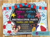 Custom Birthday Invitations for Kids Custom Summer Pool Birthday Party Invitations Kids Joint