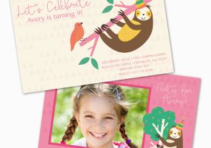 Custom Birthday Invitations for Kids Sloth Personalized Kids Birthday Party Invitations Bella Bug