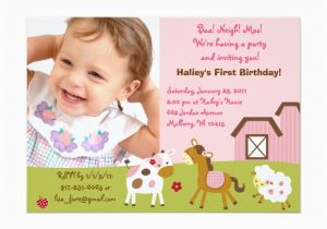 Custom Birthday Invitations with Photo Girl Farm Animal Custom Photo Birthday Invitations Zazzle