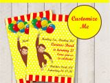 Custom Curious George Birthday Invitations Editable Curious George Party Invitation Personalized