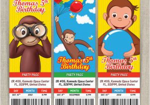Custom Curious George Birthday Invitations Personalized Curious George Birthday Ticket Invitation Card