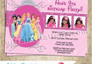 Custom Disney Princess Birthday Invitations Bling Edition All Princess Birthday Invitations Digital