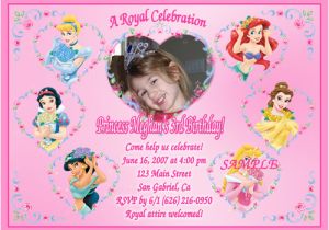 Custom Disney Princess Birthday Invitations Disney Princess Invitation Card for Birthday