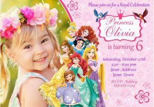 Custom Disney Princess Birthday Invitations Disney Princess Invitation Princess Birthday by Smileparty