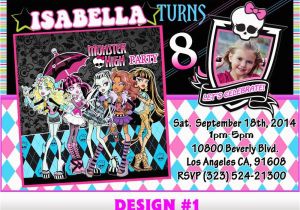 Custom Monster High Birthday Invitations 12 Printed Custom Photo Monster High Birthday Invitation