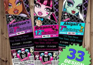 Custom Monster High Birthday Invitations Printed Monster High Custom Ticket or 4×6 Birthday