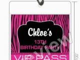 Custom Vip Pass Birthday Invitations Zebra Print Vip Pass Invitation with Lanyard Select