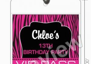 Custom Vip Pass Birthday Invitations Zebra Print Vip Pass Invitation with Lanyard Select
