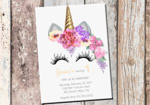 Customizable Printable Birthday Cards Unicorn Birthday Personalized Invitation 1 Sided Birthday