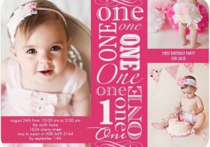 Customized 1st Birthday Invitations Girl First Birthday Photo Invites Pink Tiny Prints