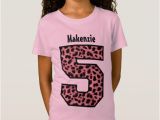 Customized Birthday Girl Shirts 5th Birthday Girl Leopard Five Year Custom Name V1 T Shirt