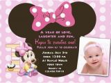 Customized First Birthday Invitations Baby Minnie Mouse 1st Birthday Custom Photo Birthday Party