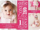 Customized First Birthday Invitations Girl First Birthday Photo Invites Pink Tiny Prints
