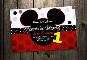 Customized First Birthday Invitations Mickey Mouse Birthday Party Invitation 1st Custom First