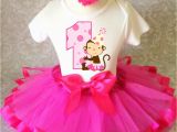 Cute 1st Birthday Girl Outfits Cute Monkey Hot Pink Dots Baby Girl 1st First Birthday