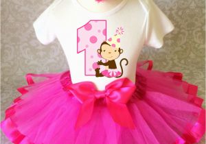Cute Birthday Girl Outfits Cute Monkey Hot Pink Dots Baby Girl 1st First Birthday