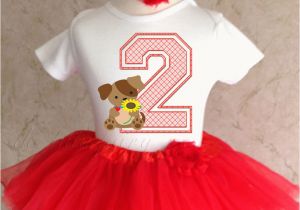Cute Birthday Girl Outfits Puppy Dog Cute Red Girl 2nd Second Birthday Shirt Tutu