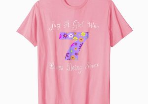 Cute Birthday Girl Shirts Girls 7th Birthday Shirt Cute Kids Bday Gift Tees Prm