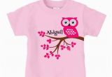 Cute Birthday Girl Shirts Personalized Cute Owl T Shirt for Girls Birthday Shirt for