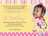 Cute First Birthday Invitation Wording Minnie Mouse 1st Birthday Invitation