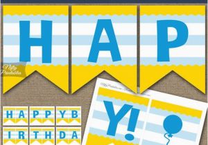 Cute Happy Birthday Banners Birthday Banner Printable Happy Birthday Banner Cute Blue