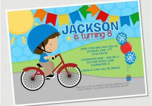 Cycling themed Birthday Cards Bike Ride Boy Personalized Party Invitation
