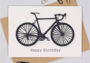 Cycling themed Birthday Cards Personalised Cyclists Papercut Bicycle Birthday Card by