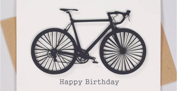 Cycling themed Birthday Cards Personalised Cyclists Papercut Bicycle Birthday Card by