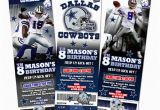 Dallas Cowboys Birthday Party Invitations Dallas Cowboys Ticket Birthday Party Invitation Football
