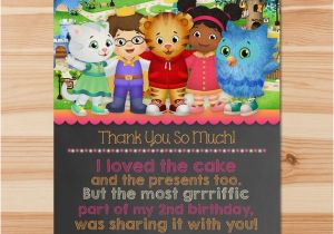 Daniel Tiger Birthday Card Daniel Tiger Birthday Thank You Card Pink Chalkboard Girl